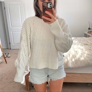 Express chunky knit sweater in cream